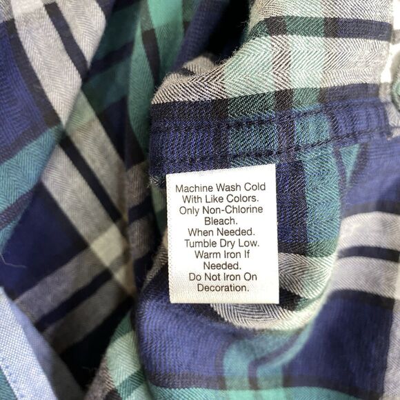 Ocean & Coast Shirts Mens XL Green Blue Plaid Button Up Long Sleeve  Flip Cuffs - Picture 12 of 12